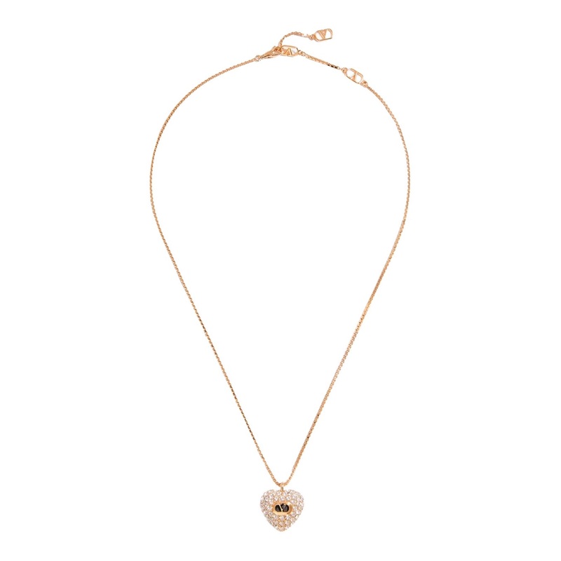 ‘Coeur Royal’ Gold Coloured Necklace with Heart Pendant with Crystals in Metal and Crystals Woman