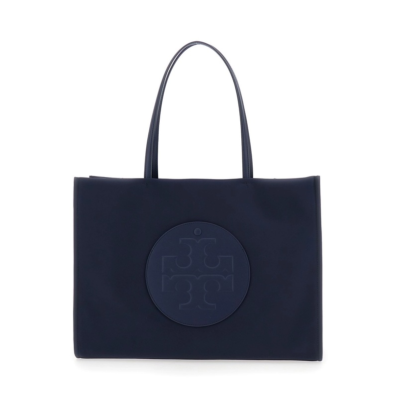‘Ella’ Blue Large Tote Bag with Tonal Logo Detail in Tech Fabric Woman