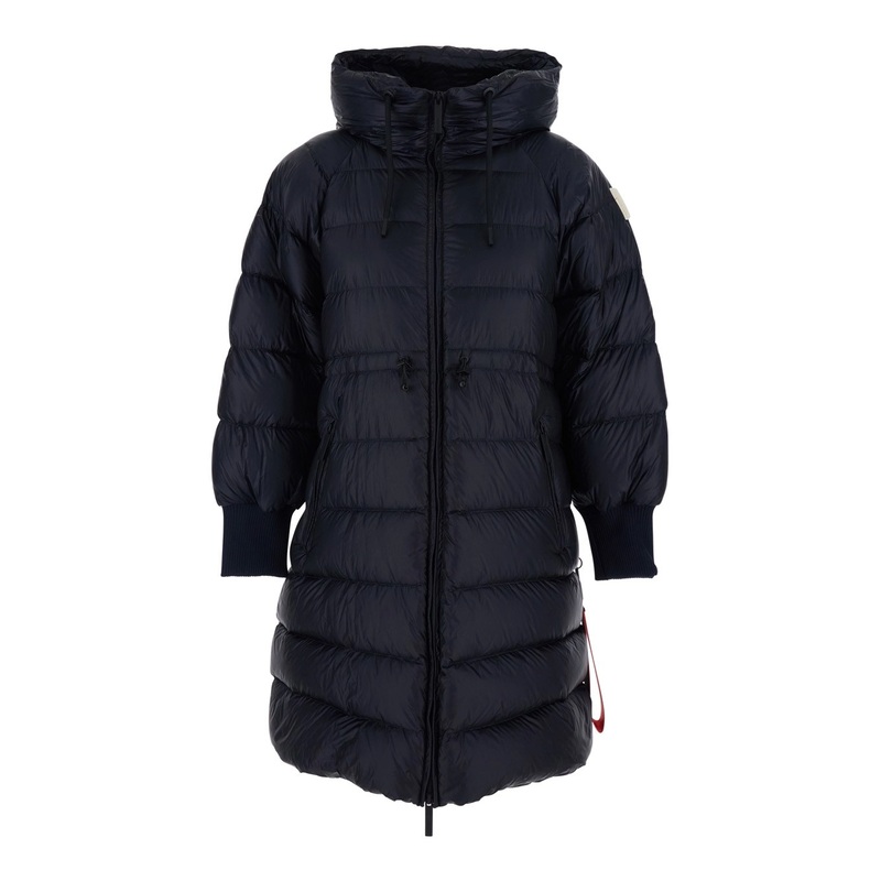 ‘Eriz’ Black Long Down Jacket with Logo Patch on the Sleeve in Nylon Woman