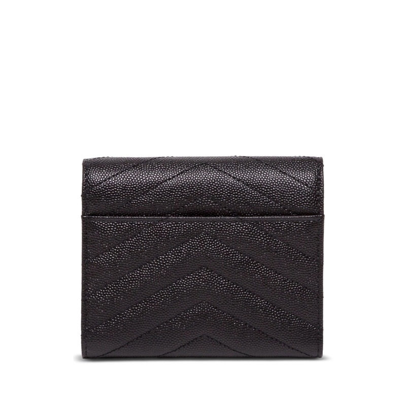 Grain de Poudre Black Leather Wallet with Metal Logo