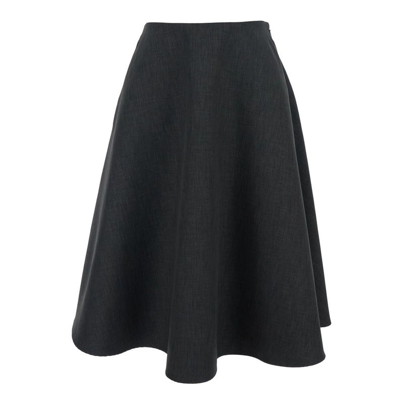 Grey Skirt with Side Concealed Zip Closure in Tech Fabric Woman