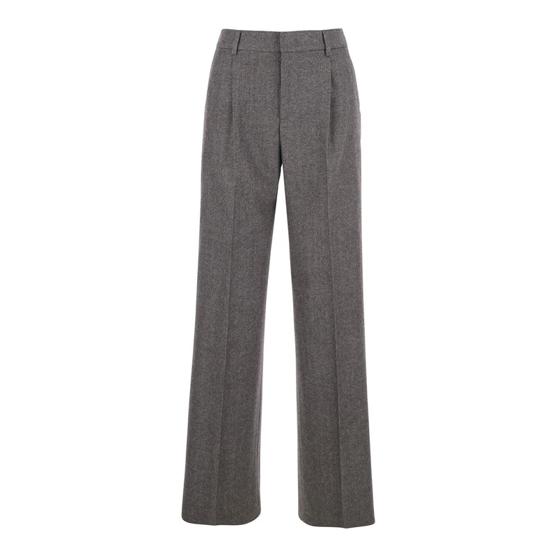 ‘Lola’ Grey Pants with Belt Loops in Wool and Cashmere Woman