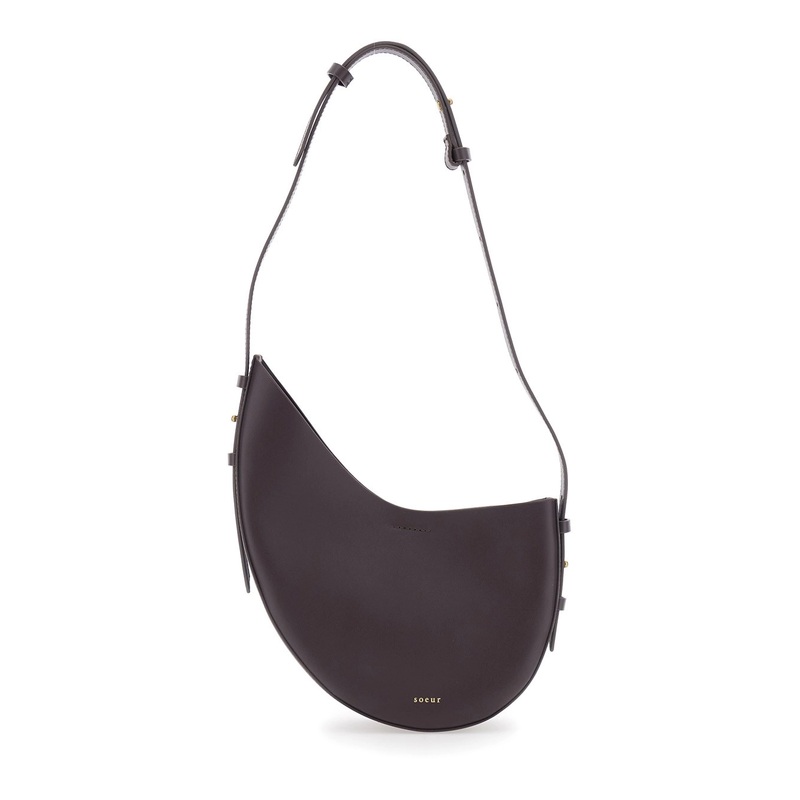 ‘Wino’ Bordeaux Asymmetric Shoulder Bag with Logo Lettering on the Front and Adjustable Shoulder Strap in Leather Woman