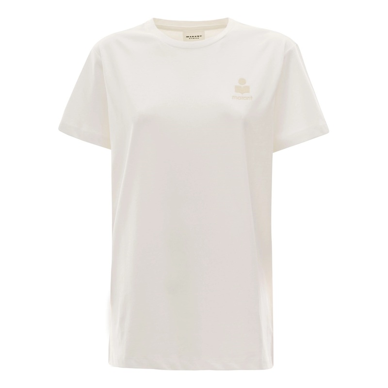 ‘Aby’ White Crewneck T-Shirt with Small Logo Print Woman Isabel Marant Etoile