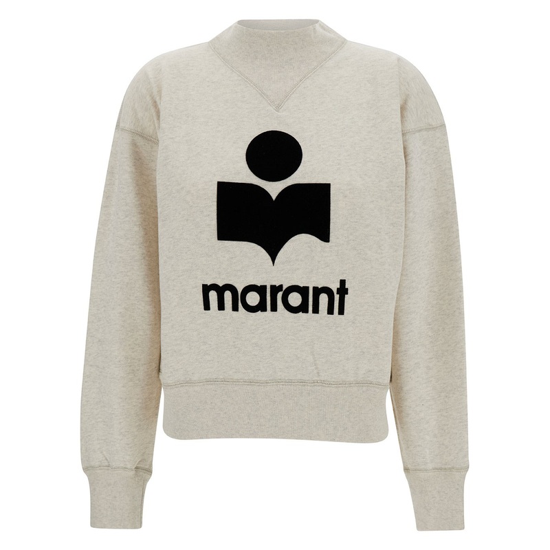 Beige High Neck Sweatshirt with Contrasting Logo Print in Cotton Blend Woman