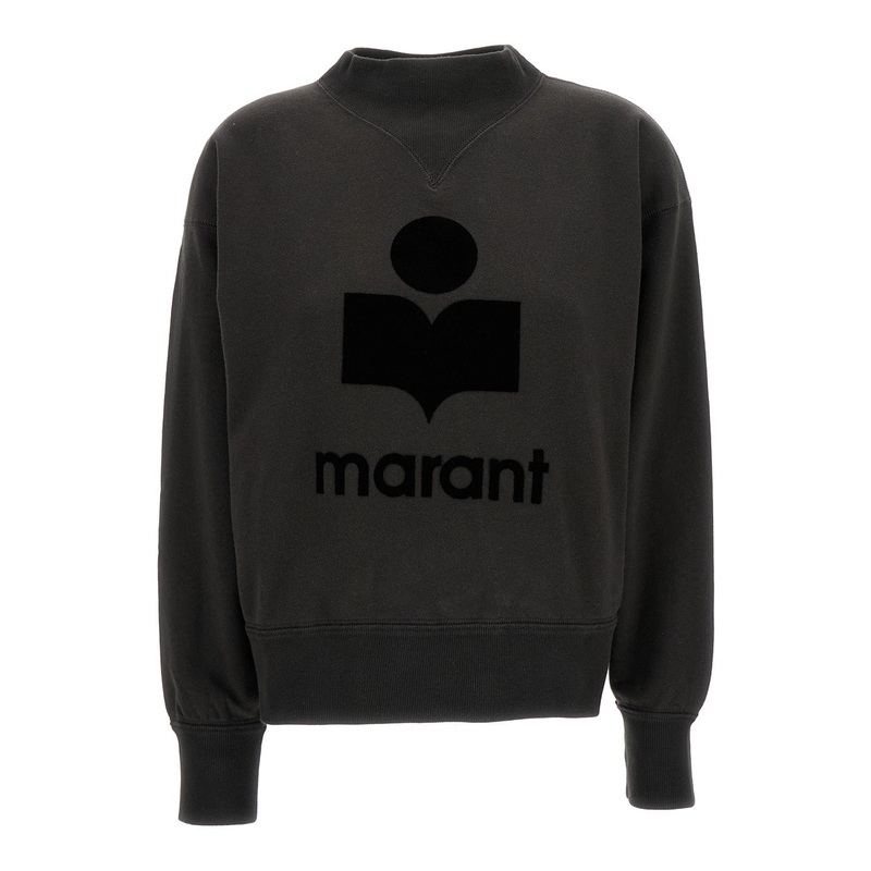 Black High Neck Sweatshirt with Contrasting Logo Print in Cotton Blend Woman