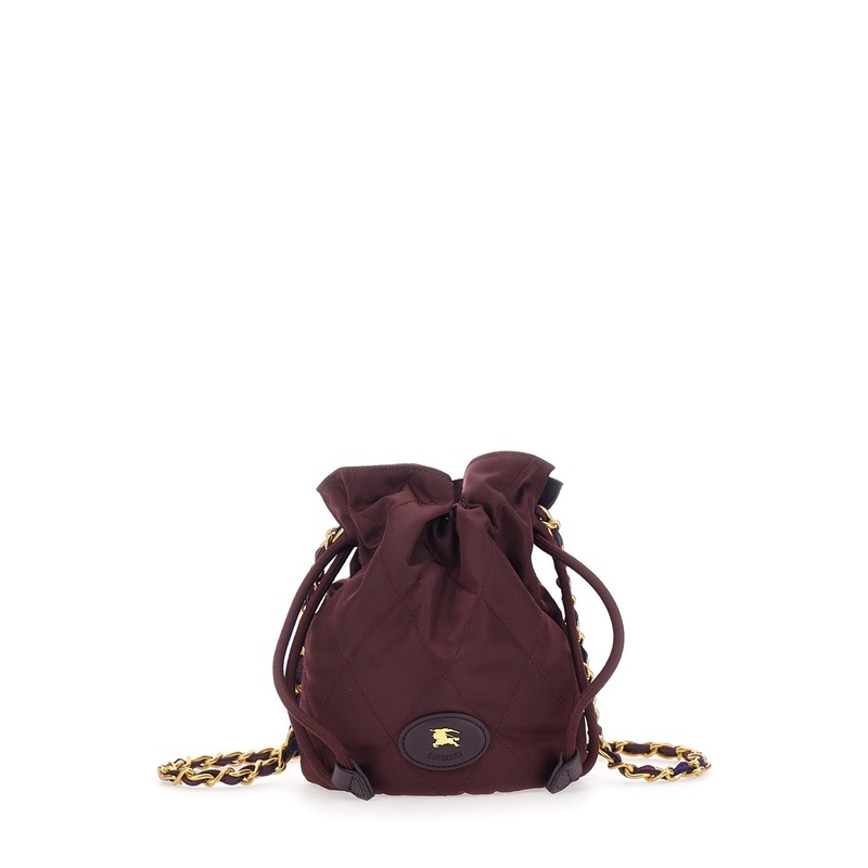 Bordeaux Handbag with Chain Shoulder Strap and EKD Patch on the Front in Fabric Woman