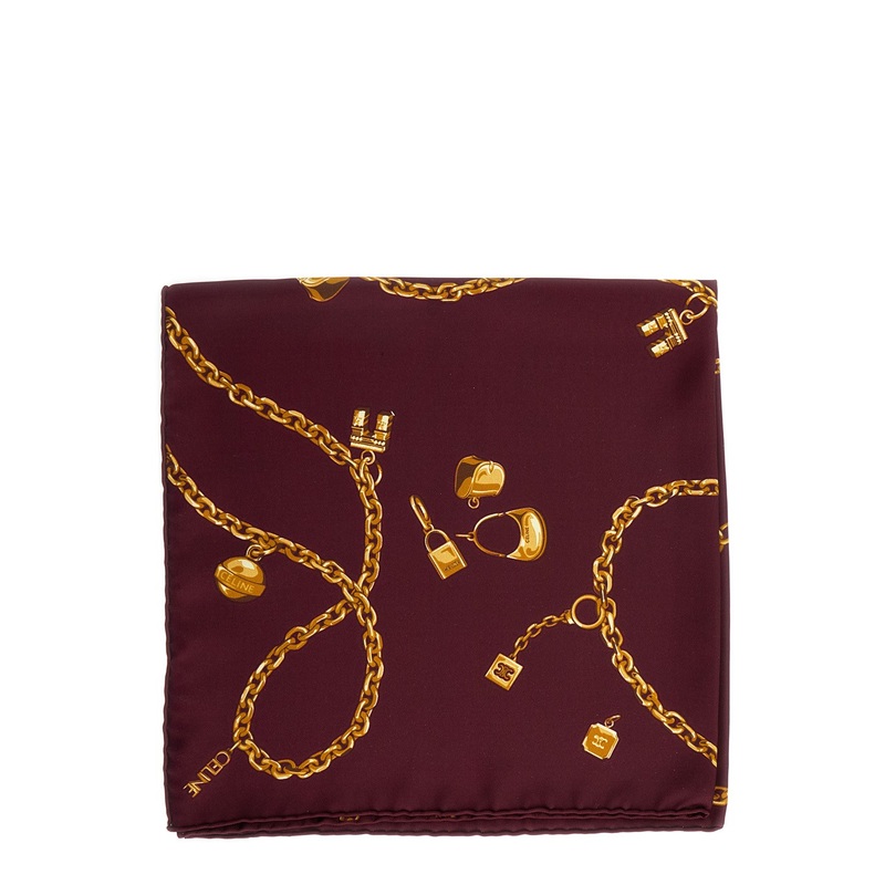 Bordeaux Square Scarf with All-Over Print in Silk Woman