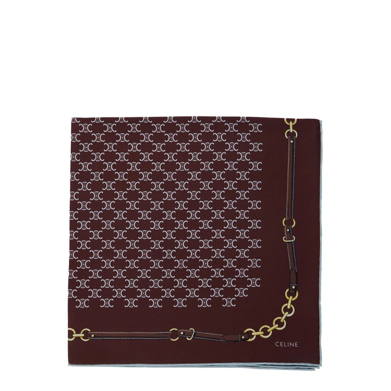 Bordeaux Square Scarf with All-Over Triomphe Print in Silk Woman