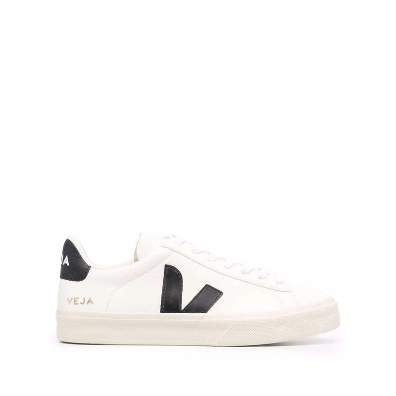 ‘Campo’ White and Black Low Top Sneakers in Vegan Leather Unisex