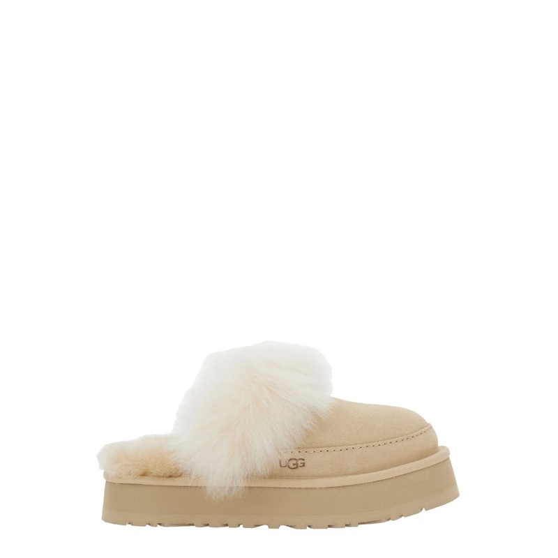 ‘Chalet’ Beige Ankle Boots with Fur Design in Suede Woman