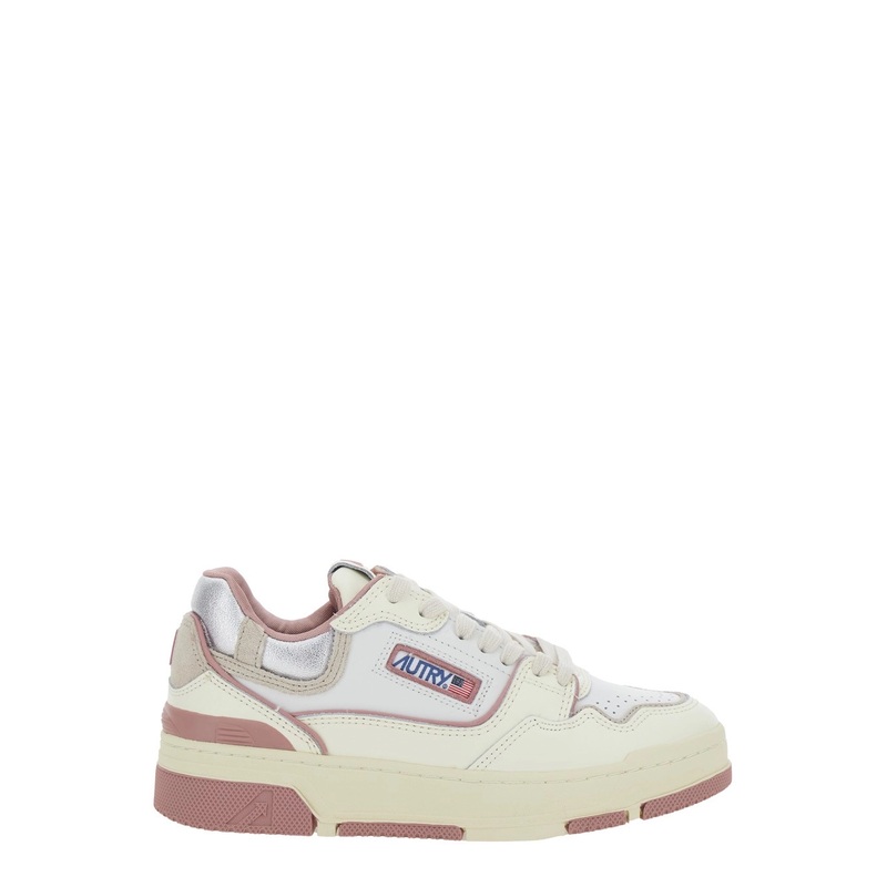 ‘CLC’ Pink Low Top Sneakers with Logo Patch in Leather Woman