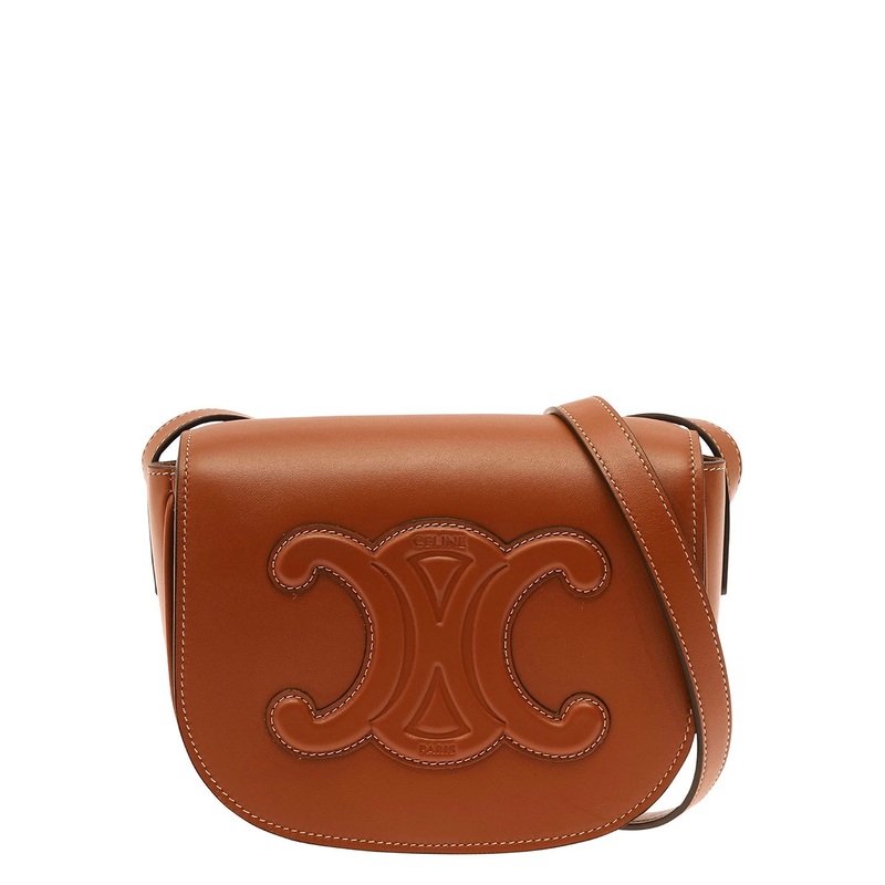 ‘Folco’ Brown Crossbody Bag with Triomphe Detail in Smooth Leather Woman
