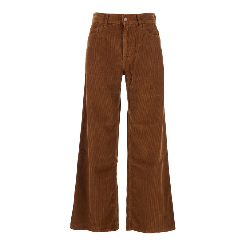 ‘Jolene’ Brown Jeans with Logo Patch on the Back in Corduroy Woman