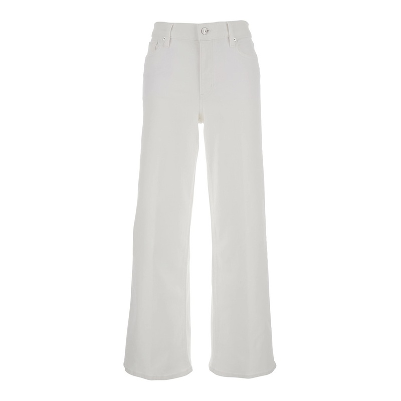 ‘Le Slim Palazzo’ White Jeans with Belt Loops and Wide Leg in Denim Woman