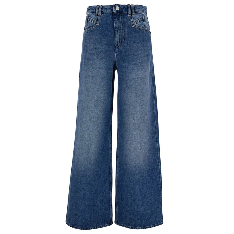 ‘Lemony’ Light Blue Flared Jeans with Logo Patch in Cotton Denim Woman