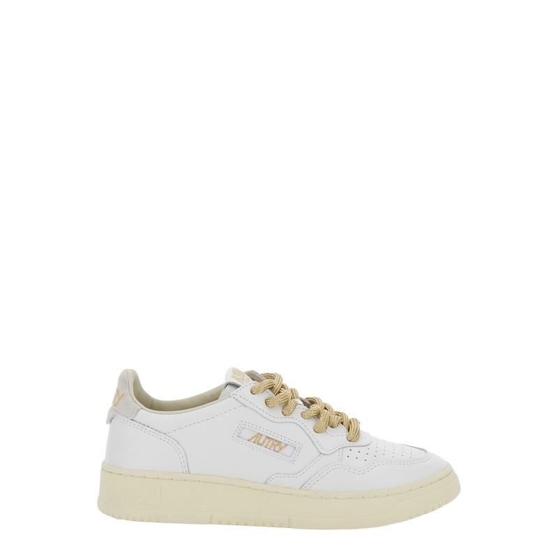 Medalist White Low Top Sneakers with Lace-Up Closure in Leather Woman