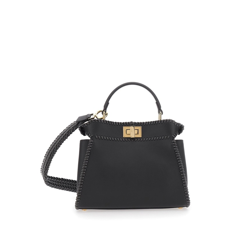 ‘Mini Peekaboo’ Black Handbag with Twist Lock in Leather Woman