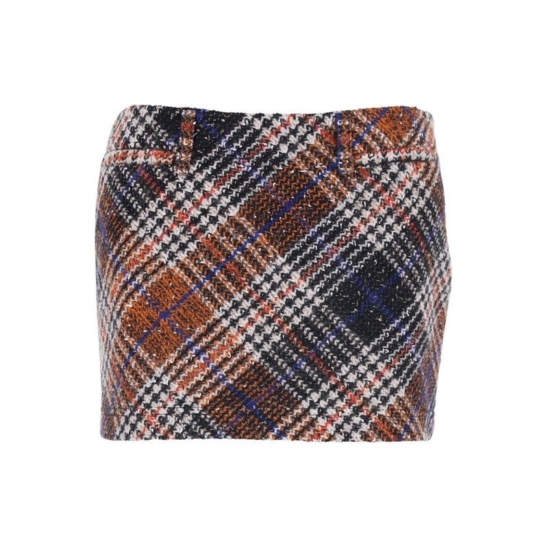 Multicolor Miniskirt with Concealed Zip Closure and All-Over Zig-Zag Motif in Wool Woman