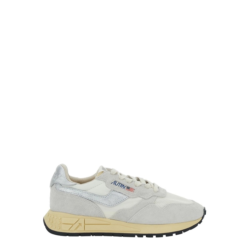 ‘Reelwind’ Grey Low Top Sneakers with Logo Patch on Tongue and Side in Leather Blend Woman