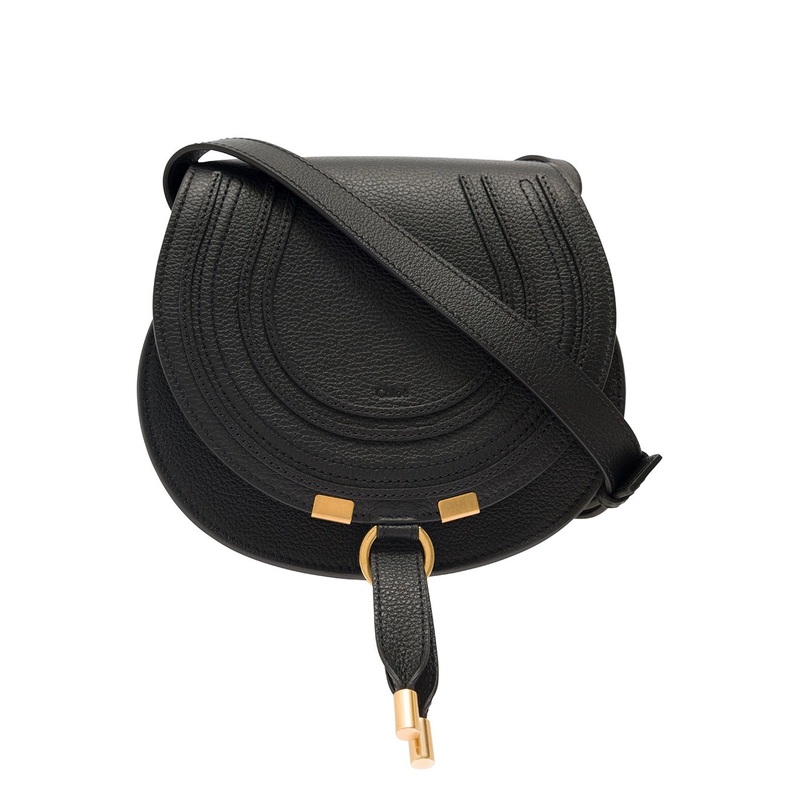 ‘Small Marcie’ Black Saddle Bag in Leather Woman