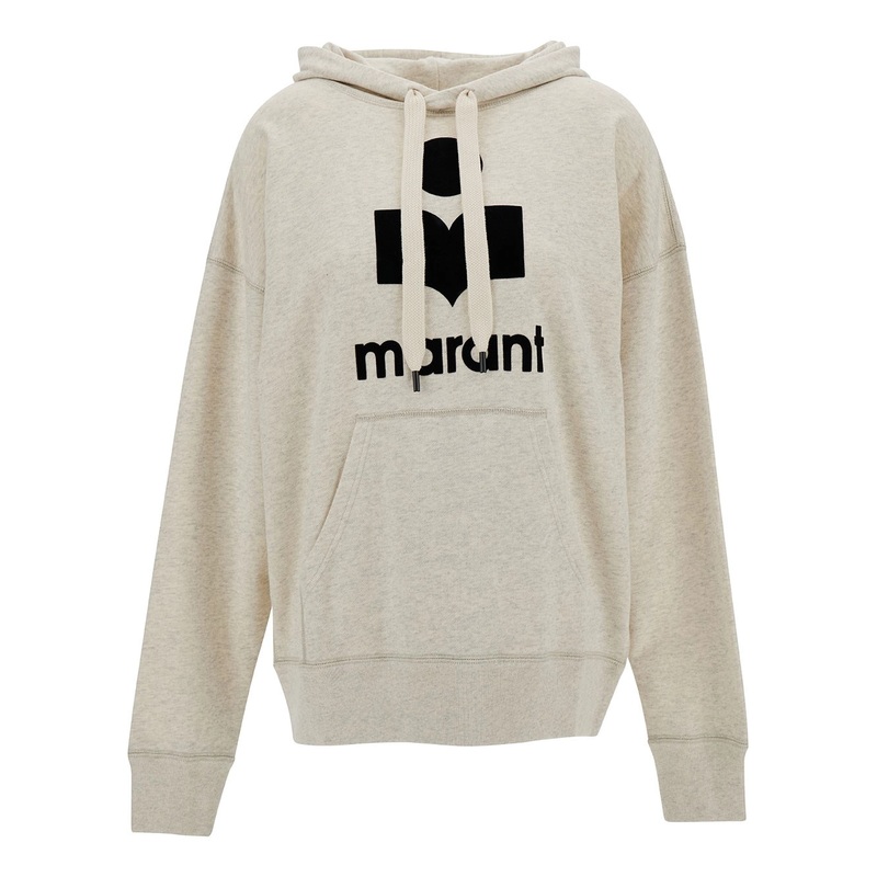 White Hoodie with Tonal Logo Print in Cotton Blend Woman