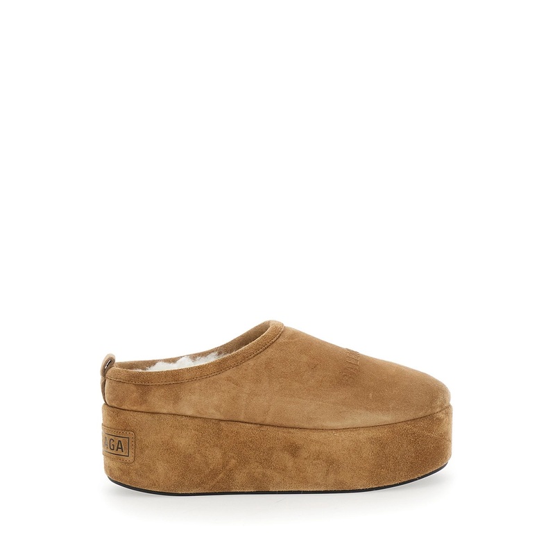 ‘Alaska’ Brown Mules with Embossed Logo on the Front and Padded Inside in Leather Woman