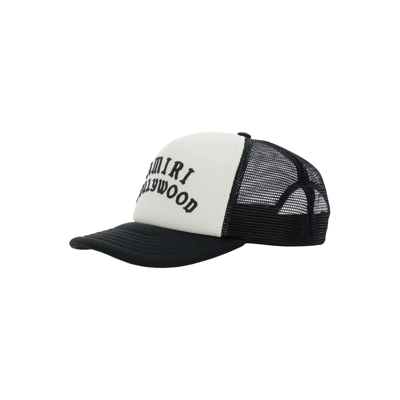 Black Baseball Cap with Logo Lettering on the Front and Mehs Panels in Cotton Man