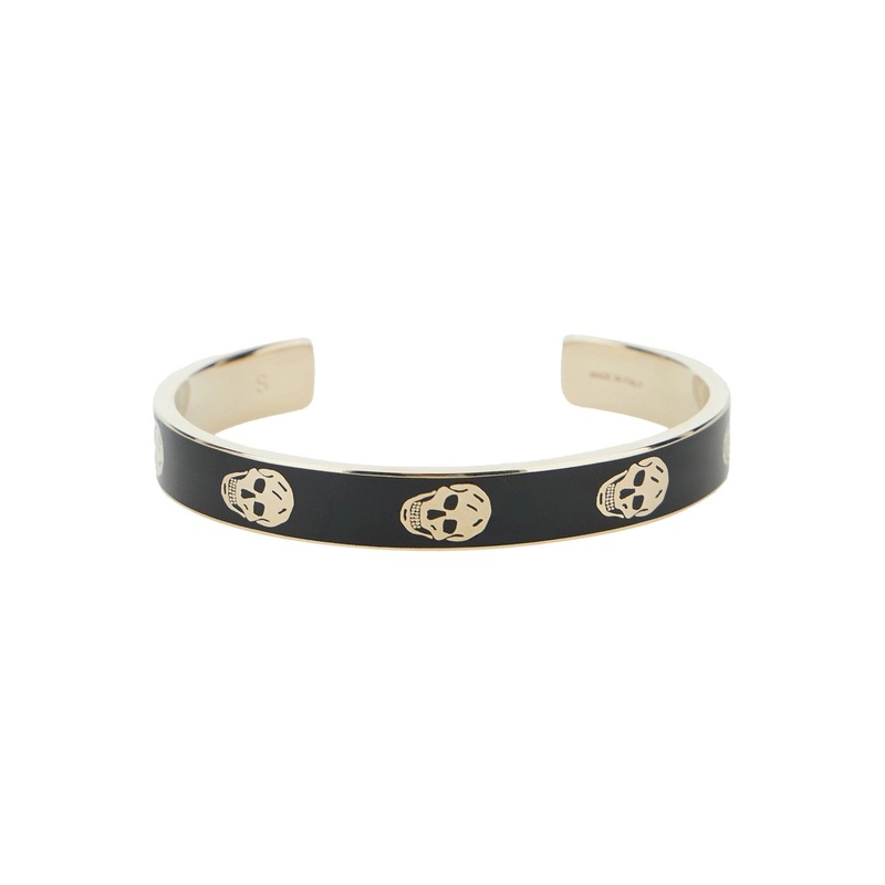 Black Bracelet with Skull Embellishment in Brass Woman