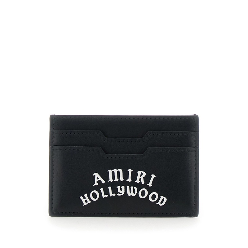 Black Card Holder with Logo Lettering on the Front and Embossed Logo on the Rear in Leather Man