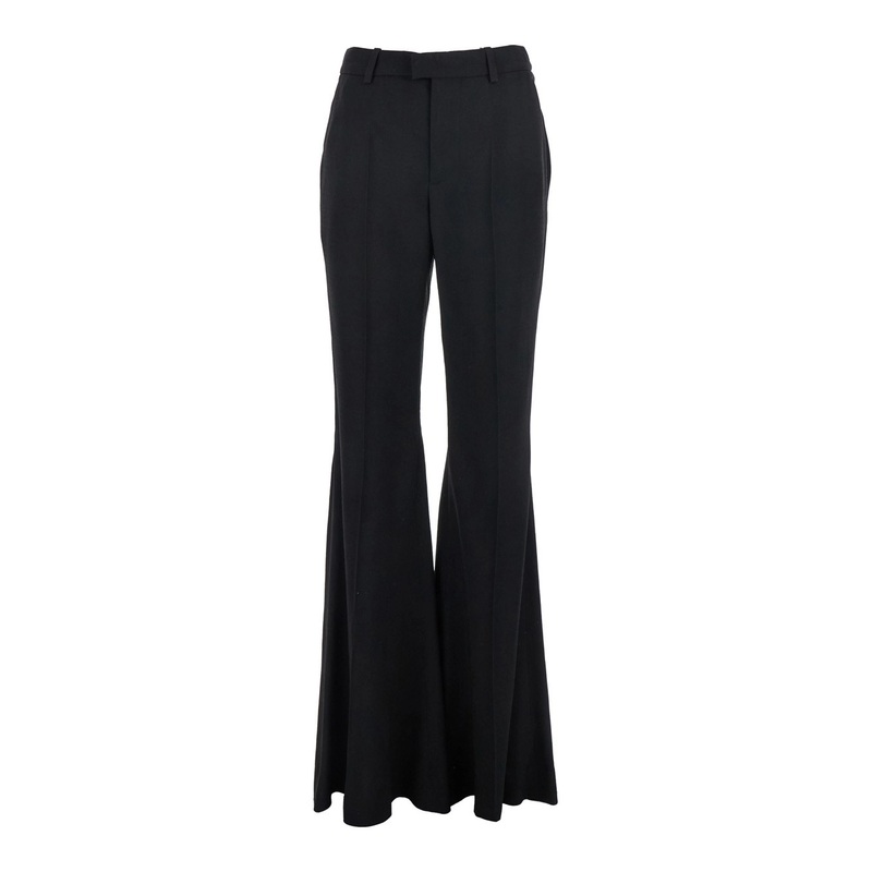 Black Pants with Belt Loops and Flared Leg in Viscose Woman
