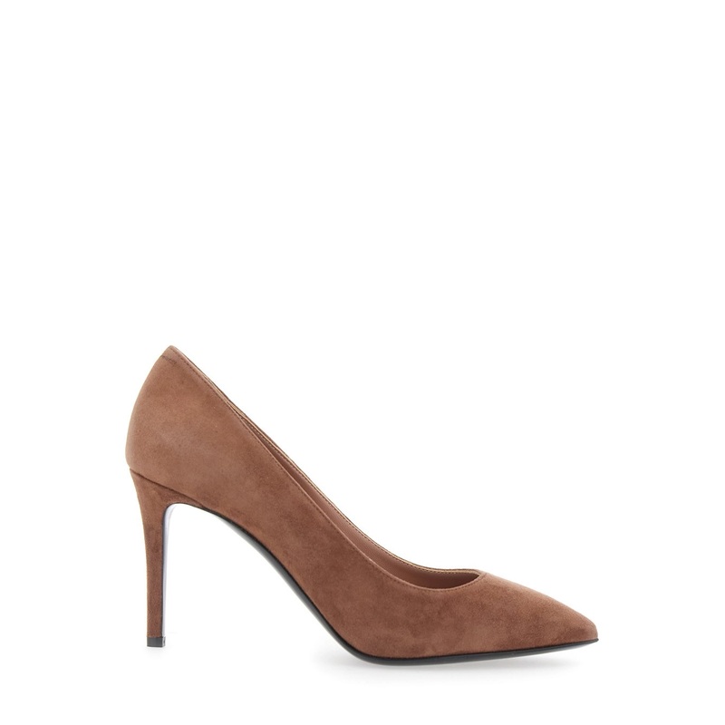 Brown Pumps with Stiletto High Heel in Suede Woman