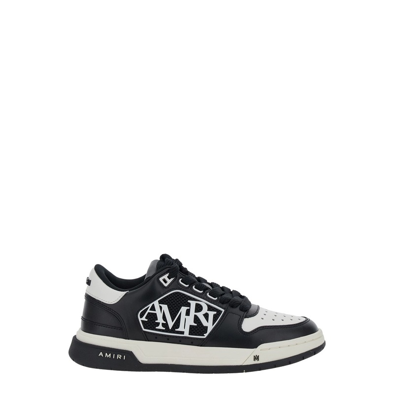 ‘Classic Low’ Black Low Top Sneakers with Logo Lettering on Side and Heel in Leather Woman