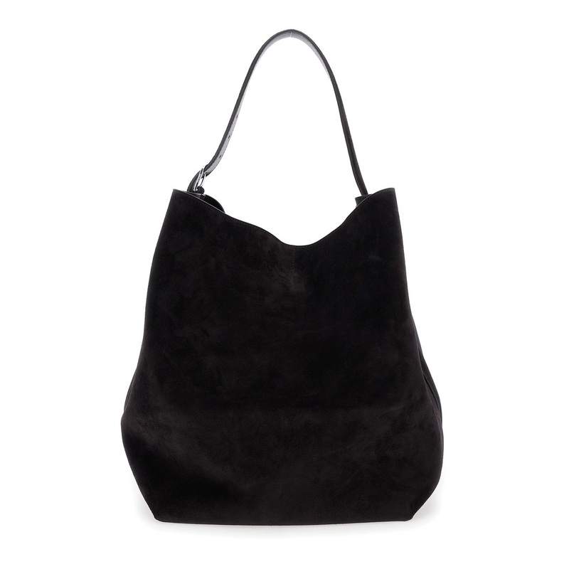 Dark Brown Shoulder Bag with Buckle Shoulder Strap in Leather Woman