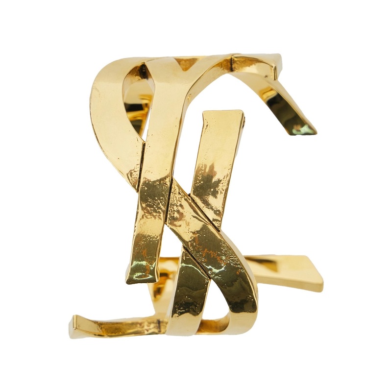 Gold Coloured Cuff Bracelet with Cassandre Silhouette in Metal Woman