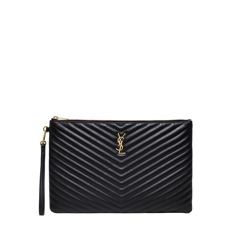 Jolie Chevron Leather Handbag with Metal Logo