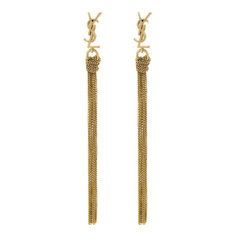 Metallic Earings with Tassels and Cassandre Stud in Brass Woman