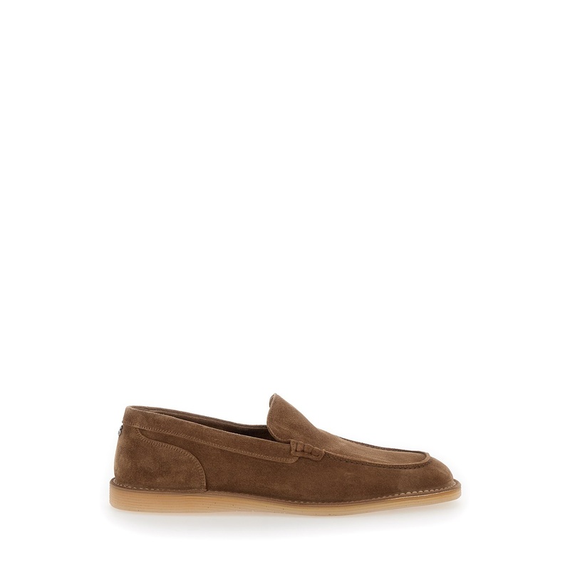 ‘New Florio Ideal’ Brown Loafers with DG Detail in Suede Man