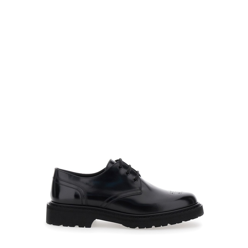 ‘Rangers’ Black Derby with Perforated Triomphe Details on the Toe in Leather Man