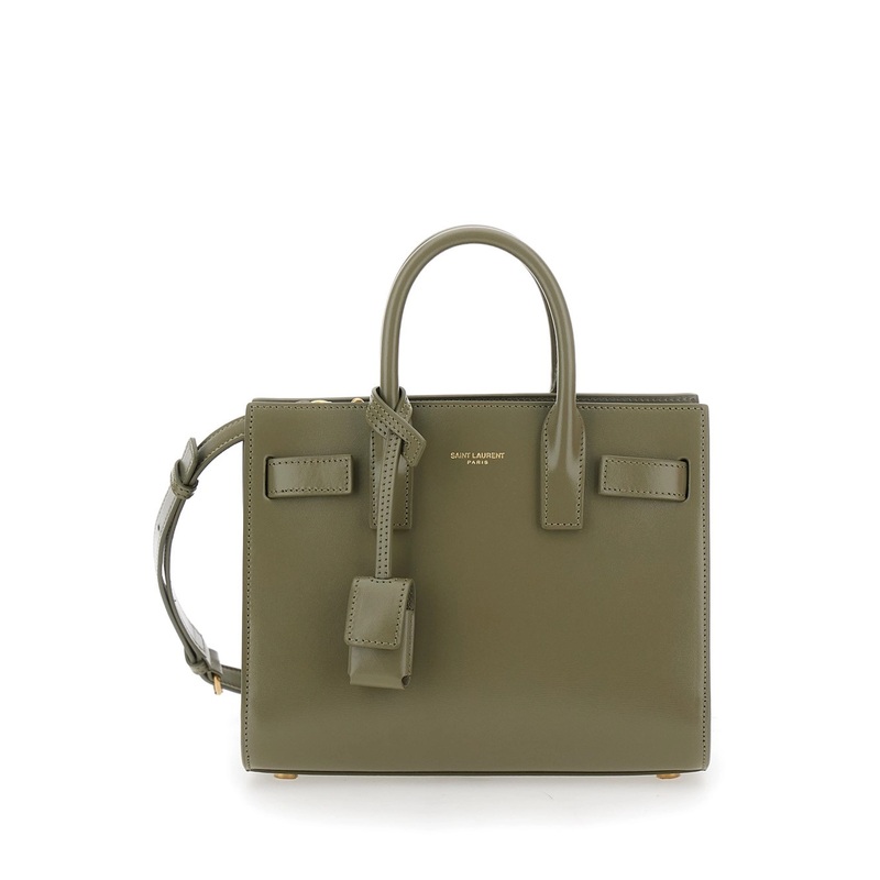 ‘Sac du Jour’ Green Nano Handbag with Logo Lettering on the Front in Leather Woman