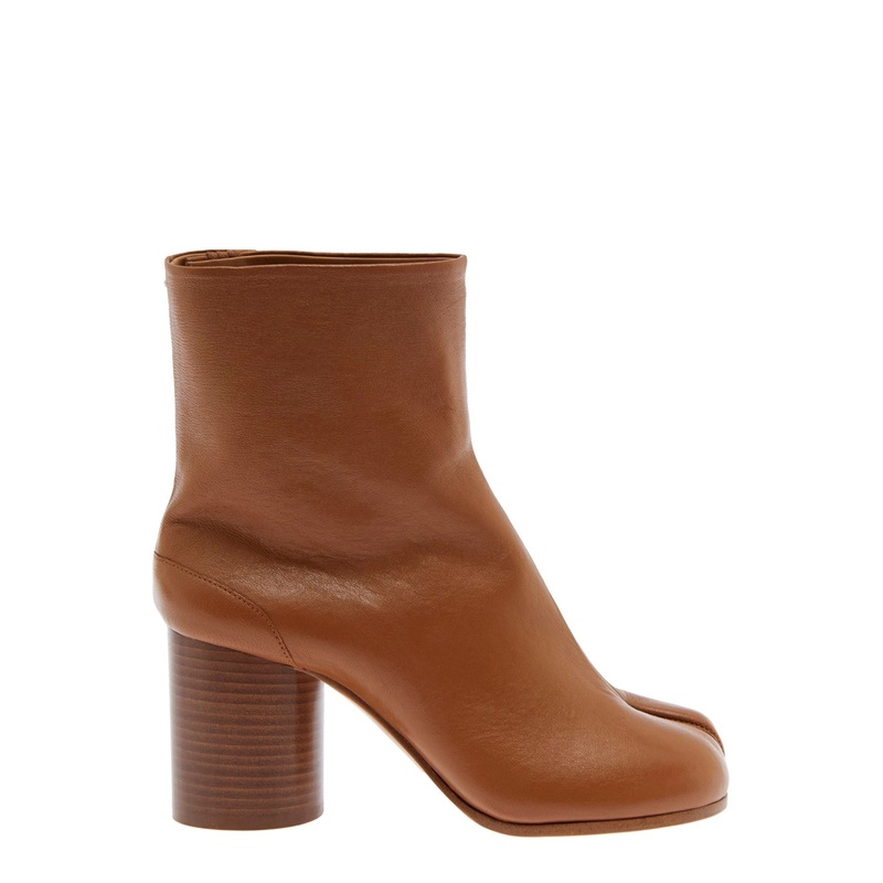 ‘Tabi’ Brown High Heel Ankle Boots in Leather Woman
