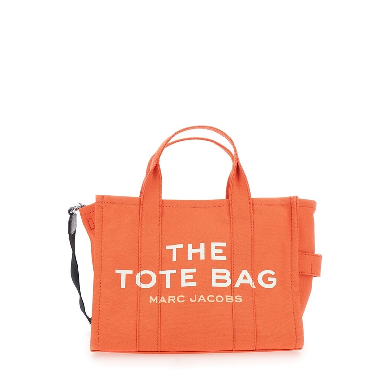 ‘The Medium Tote’ Orange Tote Bag with Contrasting Logo Lettering on the Front in Cotton Woman