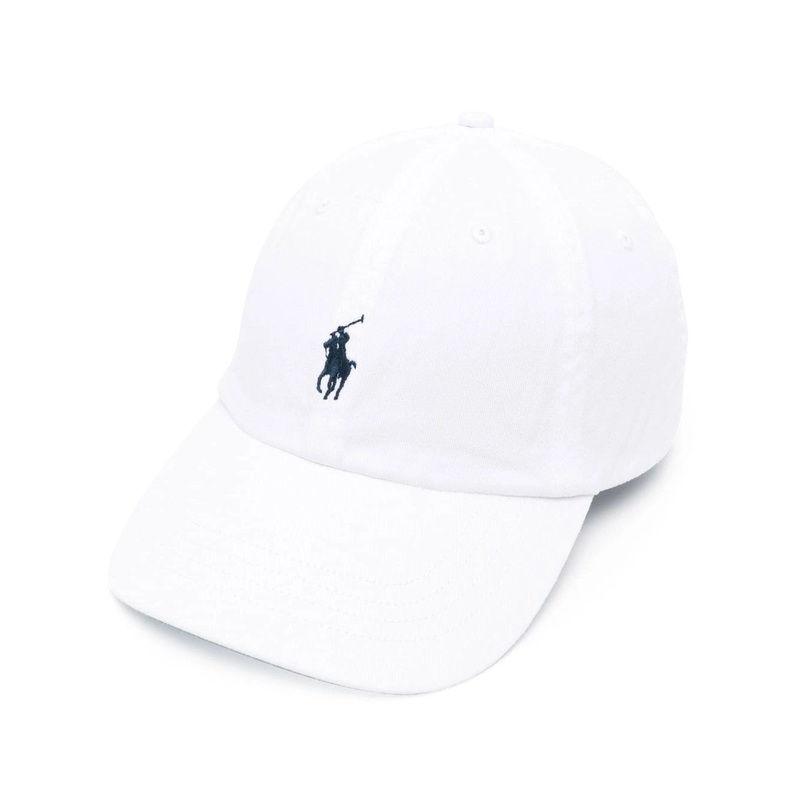 White Baseball Cap with Horsebit Embroidery in Cotton Man