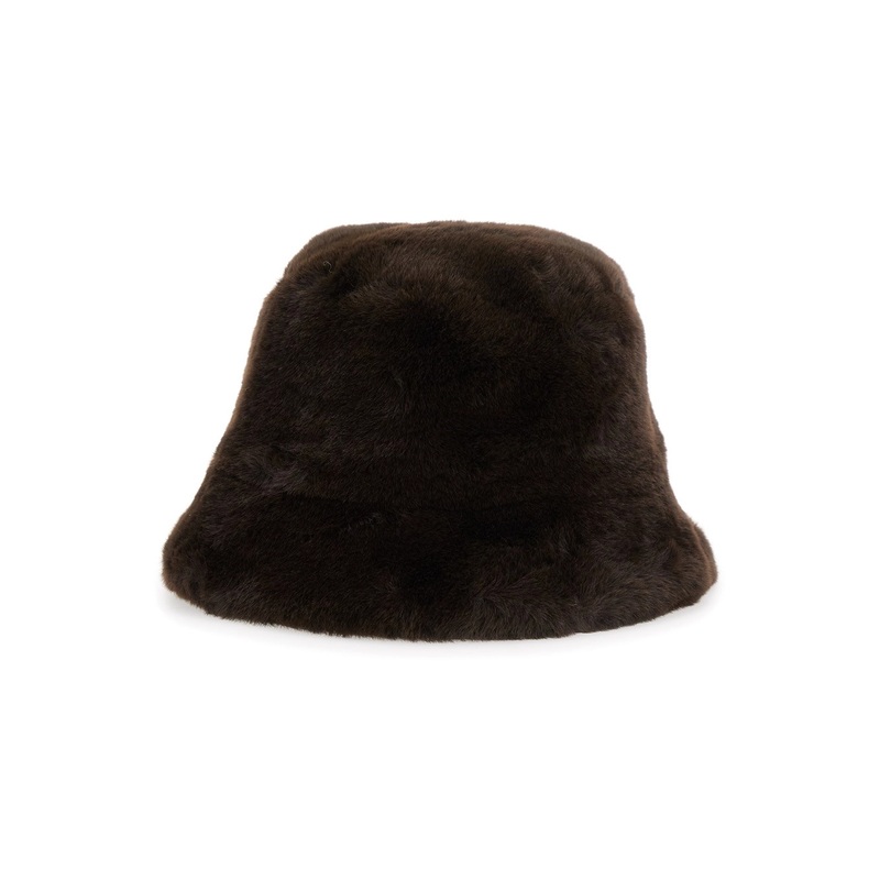 ‘Amara’ Brown Bucket Hat in Ecofur Woman