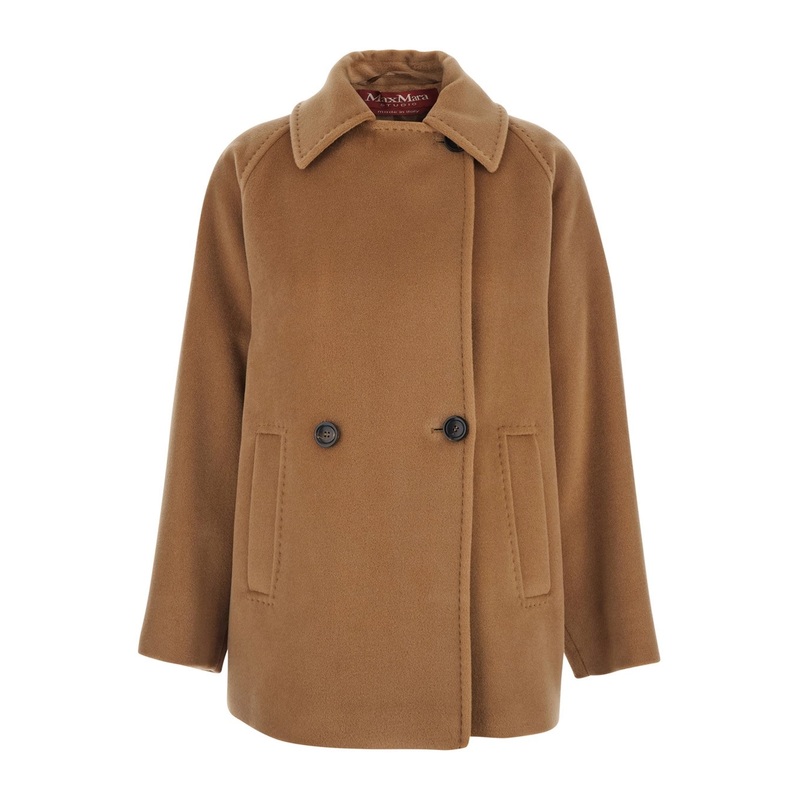 ‘Ariano’ Beige Coat with Classic Collar in Wool Woman