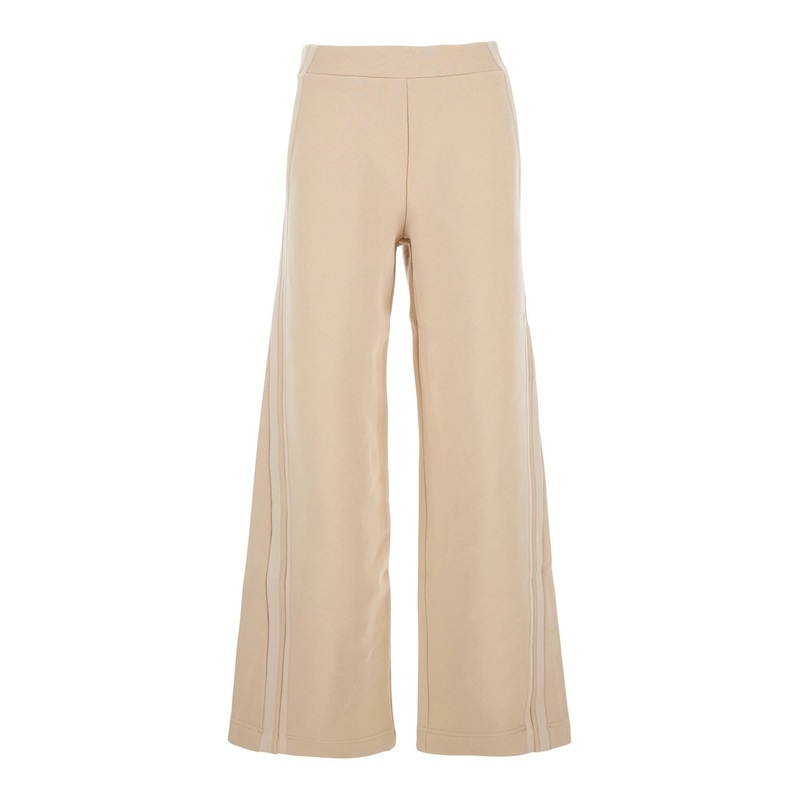 Beige Trousers with Side Stripe in Cotton Woman