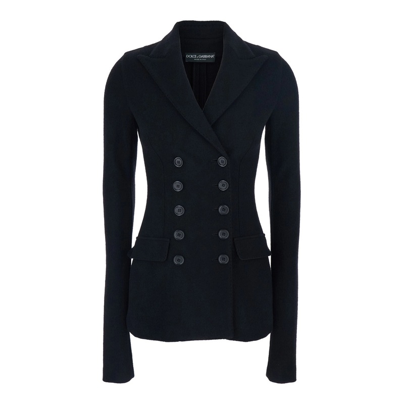Black Double-breasted Blazer with Peak Revers in Wool Woman