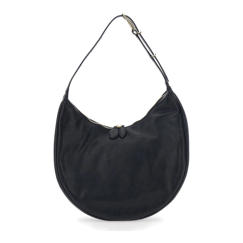 Black Shoulder Bag with Top Handle in Leather Woman