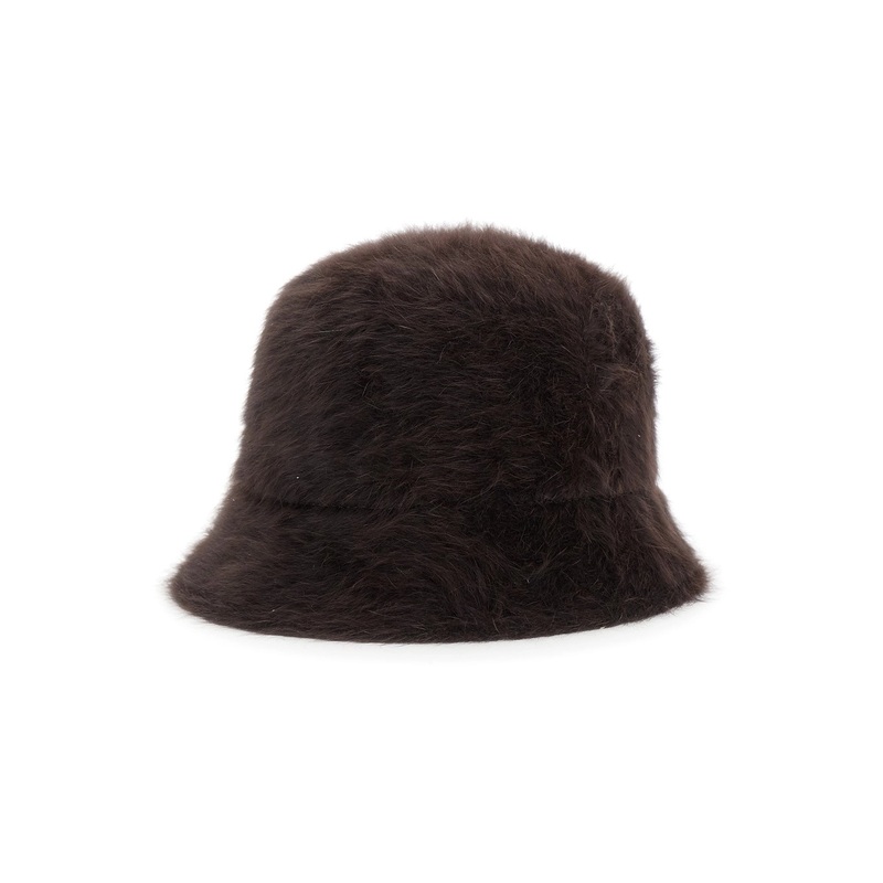 Brown Hat with Brushed-Effect in Faux Fur Woman