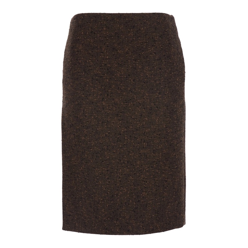Brown Skirt with Side-Closure in Buttoned Wool Woman